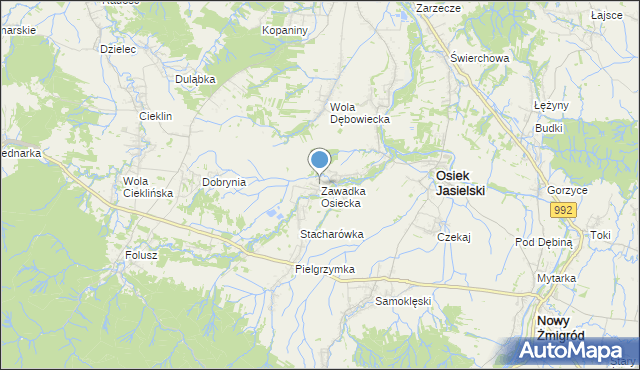 mapa Zawadka Osiecka, Zawadka Osiecka na mapie Targeo